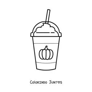 Desenho para colorir de um copo de café latte de especiarias de abóbora