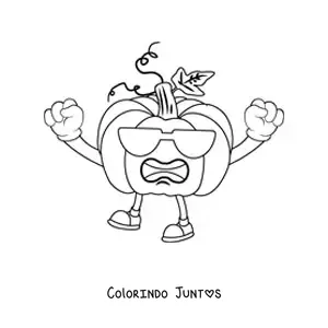 Desenho para colorir de uma abóbora animada