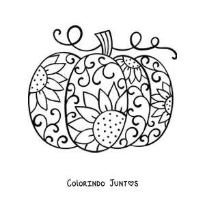 Desenho para colorir de uma abóbora com estampa de flores