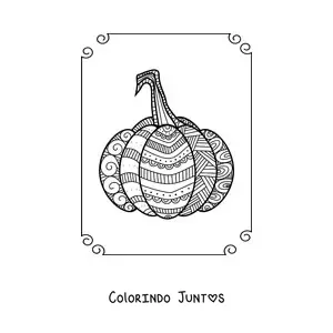 Desenho para colorir de uma mandala em formato de abóbora