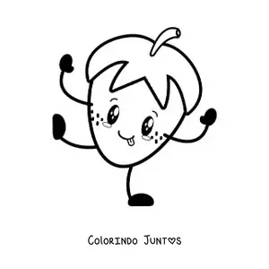 Desenho para colorir de um morango animado mostrando a lingua