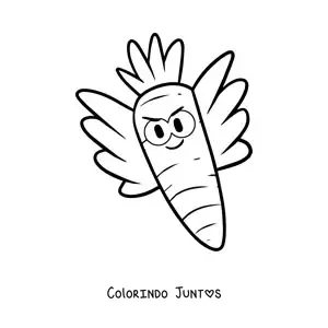 Desenho para colorir de uma cenoura animada com asas
