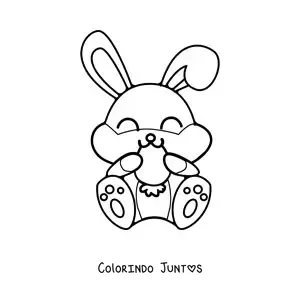Desenho para colorir de um coelho animado comendo cenoura