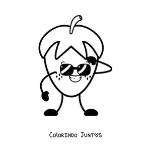 Desenho para colorir de um morango animado sorrindo com oculos de sol