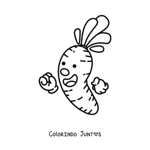 Desenho para colorir de uma cenoura em estilo cartoon
