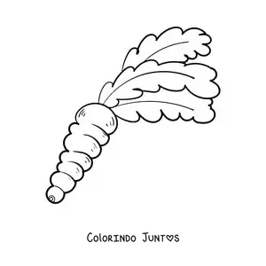 Desenho para colorir de uma cenoura com folhas frondosas