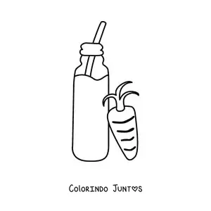 Desenho para colorir de uma garrafa com suco de cenoura