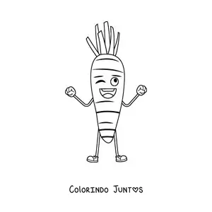 Desenho para colorir de uma cenoura animada feliz