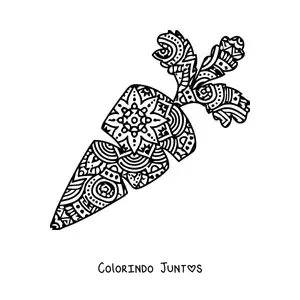 Desenho para colorir de uma mandala em formato de cenoura