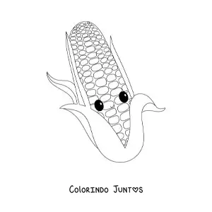 Desenho para colorir de uma espiga de milho kawaii