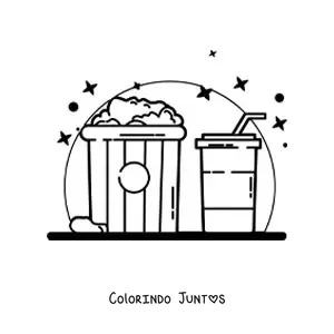 Desenho para colorir de um recipiente de pipoca
