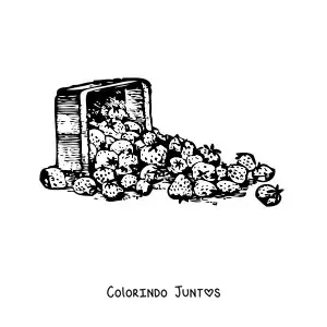 Desenho para colorir de uma cesta cheia de morangos