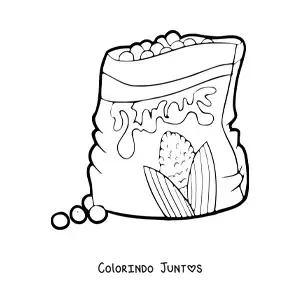 Desenho para colorir de um saco de salgadinhos de milho