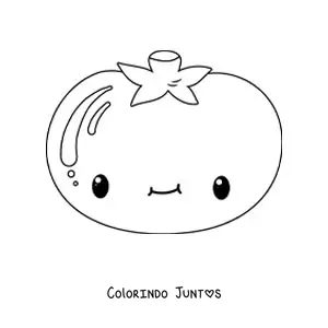 Desenho para colorir de um tomate kawaii