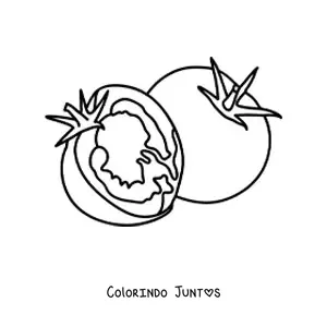 Desenho para colorir de um tomate cortado ao meio
