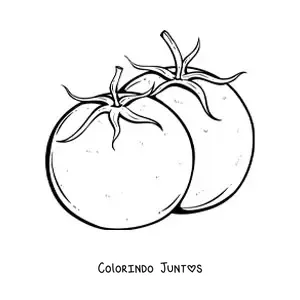 Desenho para colorir de dois tomates com folhas