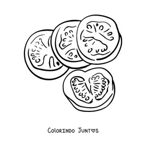 Desenho para colorir de várias fatias de tomate