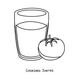 Desenho para colorir de um copo com suco de tomate
