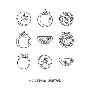 Desenho para colorir das partes do tomate