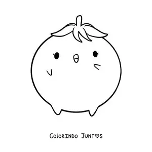 Desenho para colorir de um tomate kawaii feliz