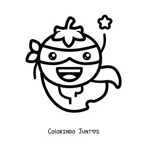 Desenho para colorir de um tomate animado vestido como super-herói