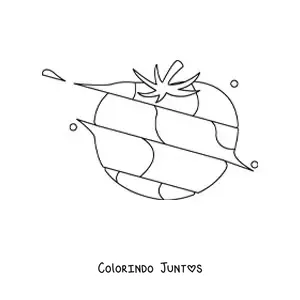 Desenho para colorir de um tomate partido em várias partes