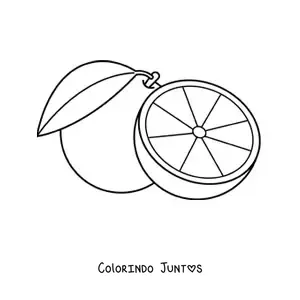 Desenho para colorir de uma laranja e meia laranja