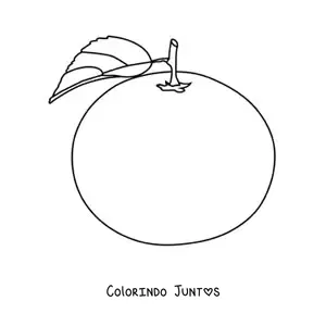 Desenho para colorir de uma laranja com folha e caule