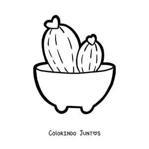 Desenho para colorir de um cacto fofo em um vaso