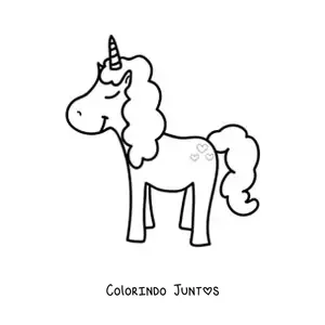 Desenho para colorir de um unicórnio kawaii