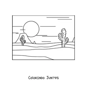 Desenho para colorir de dois cactos no deserto