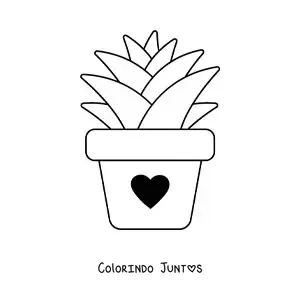 Desenho para colorir de uma planta suculenta em um vaso