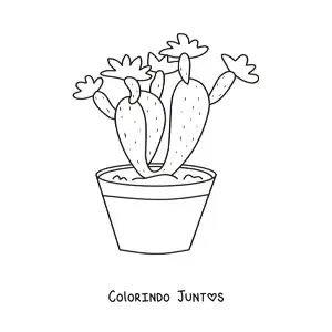 Desenho para colorir de um cacto plantado em um vaso