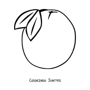 Desenho para colorir de uma laranja com duas folhas