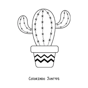 Desenho para colorir de um cacto grande