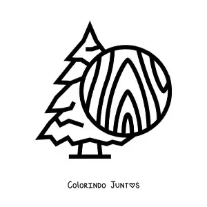 Desenho para colorir de uma madeira de pinho