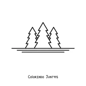 Desenho para colorir de três pinheiros