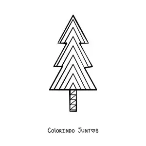 Desenho para colorir de um pinheiro desenhado com triângulos