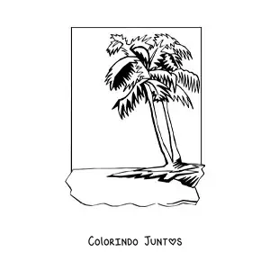 Desenho para colorir de duas palmeiras na praia