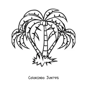 Desenho para colorir de três palmeiras tropicais