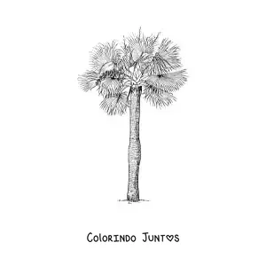 Desenho para colorir de uma palmeira de chapéu