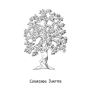 Desenho para colorir de uma cerejeira em flor