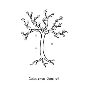 Desenho para colorir de uma cerejeira