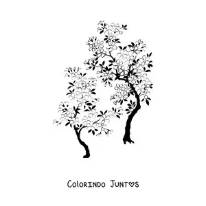 Desenho para colorir de duas cerejeiras