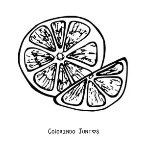 Desenho para colorir de dois pedacos de laranja