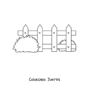 Desenho para colorir de uma cerca e dois arbustos