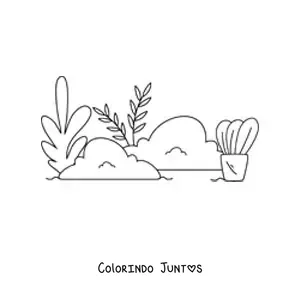 Desenho para colorir de vários arbustos e ervas