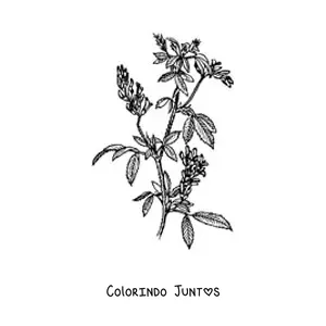 Desenho para colorir de um arbusto de alfafa realista
