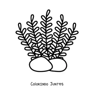 Desenho para colorir de várias algas marinhas