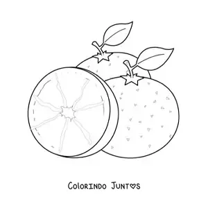 Desenho para colorir de duas laranjas e meia laranja
